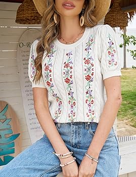 CiCiBird Womens Short Sleeve Sweater Summer Crewneck